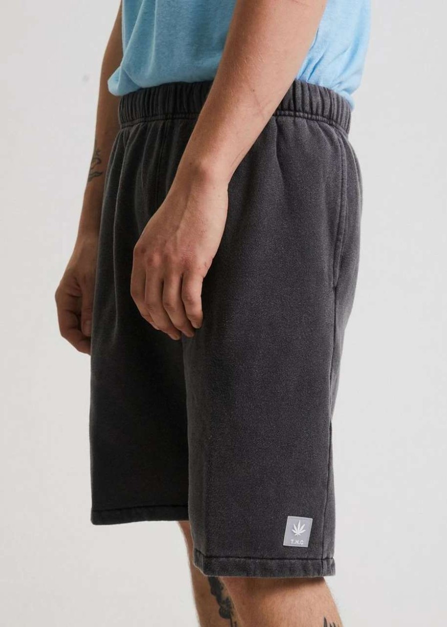 Bottoms * | Afends Daxon Hemp Sweat Short Mens In Stone Black