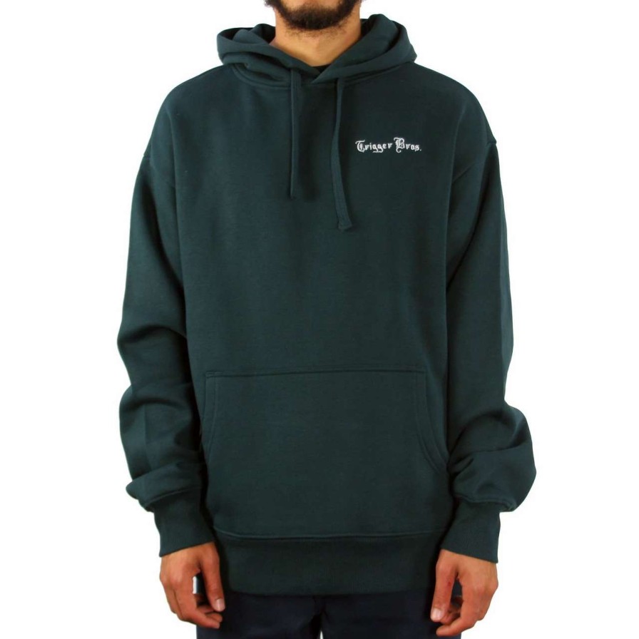 Jumpers & Hoodies * | Trigger Bros Embroidered Fleece Hoodie Mens In Pine Green