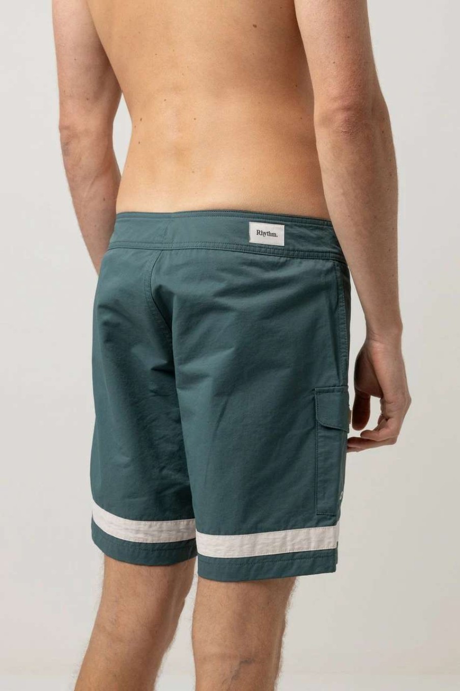 Bottoms * | Rhythm Stripe Trunk Short Mens In Teal Green