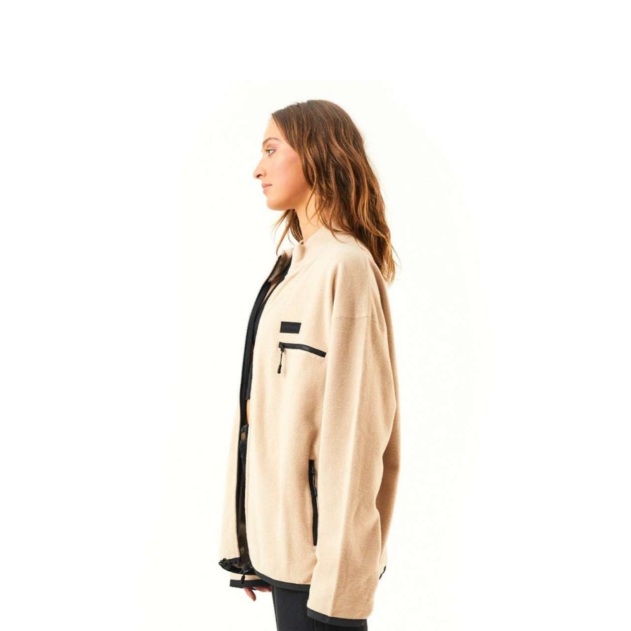 Jumpers & Hoodies * | Afends Octave Unisex Recycled Zip Up Jumper In Bone Beige