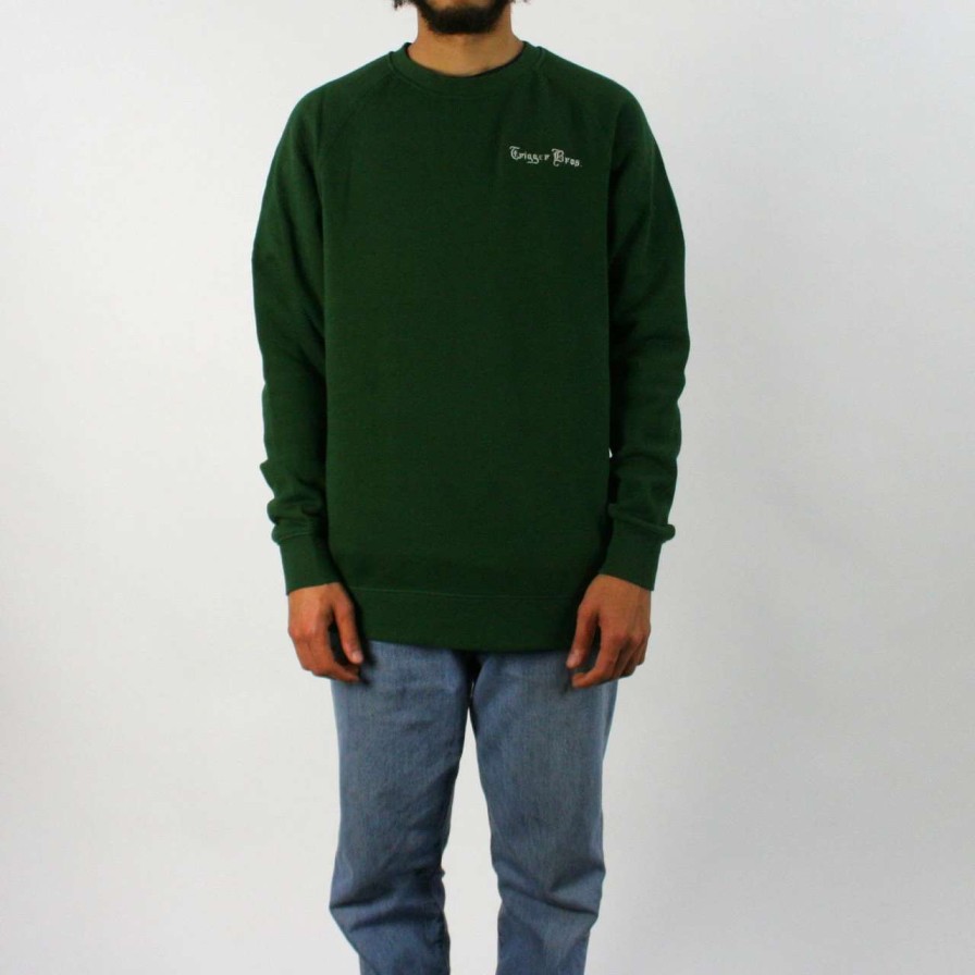 Jumpers & Hoodies * | Trigger Bros Embroidered Fleece Crew Mens In Forest Green