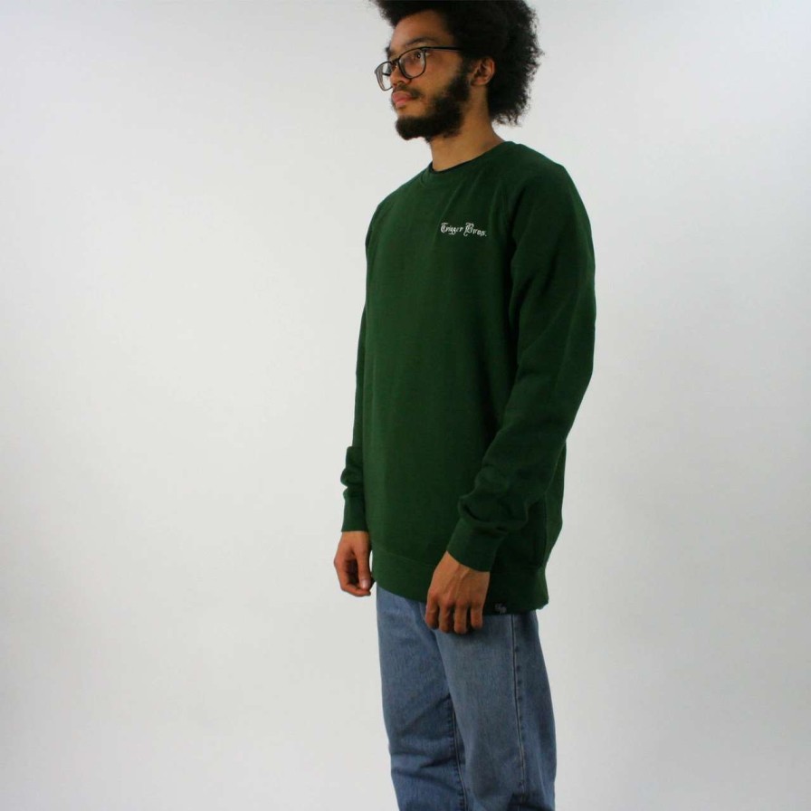 Jumpers & Hoodies * | Trigger Bros Embroidered Fleece Crew Mens In Forest Green