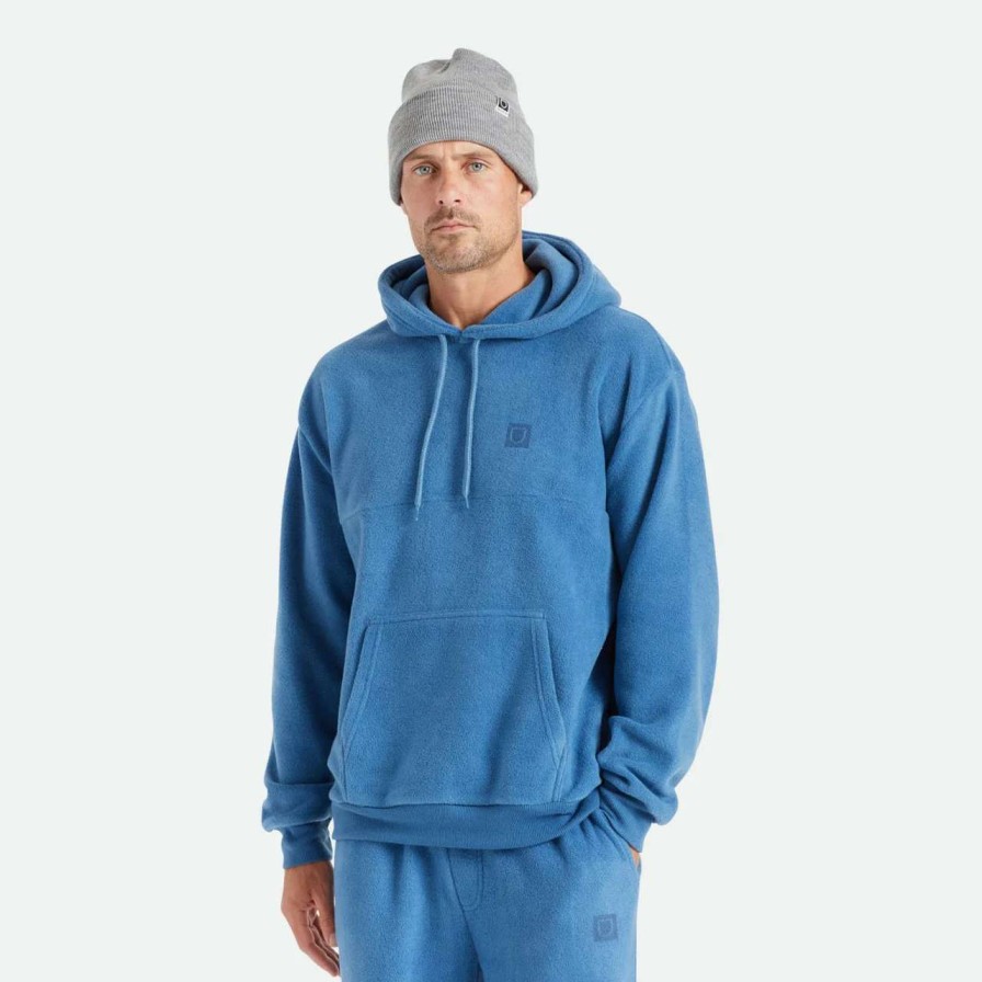 Jumpers & Hoodies * | Brixton Blanket Fleece Hoodie Mens In Joe Blue