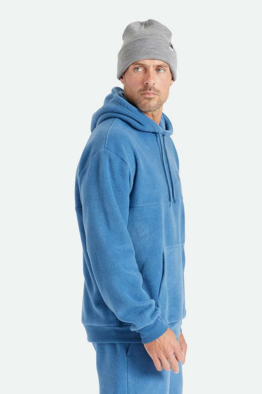 Jumpers & Hoodies * | Brixton Blanket Fleece Hoodie Mens In Joe Blue