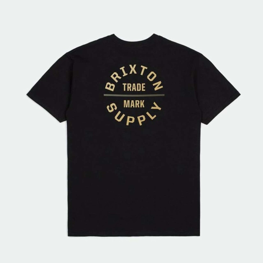 Tees * | Brixton Oath V Standard Tee Mens In Straw Olive Surplus Black