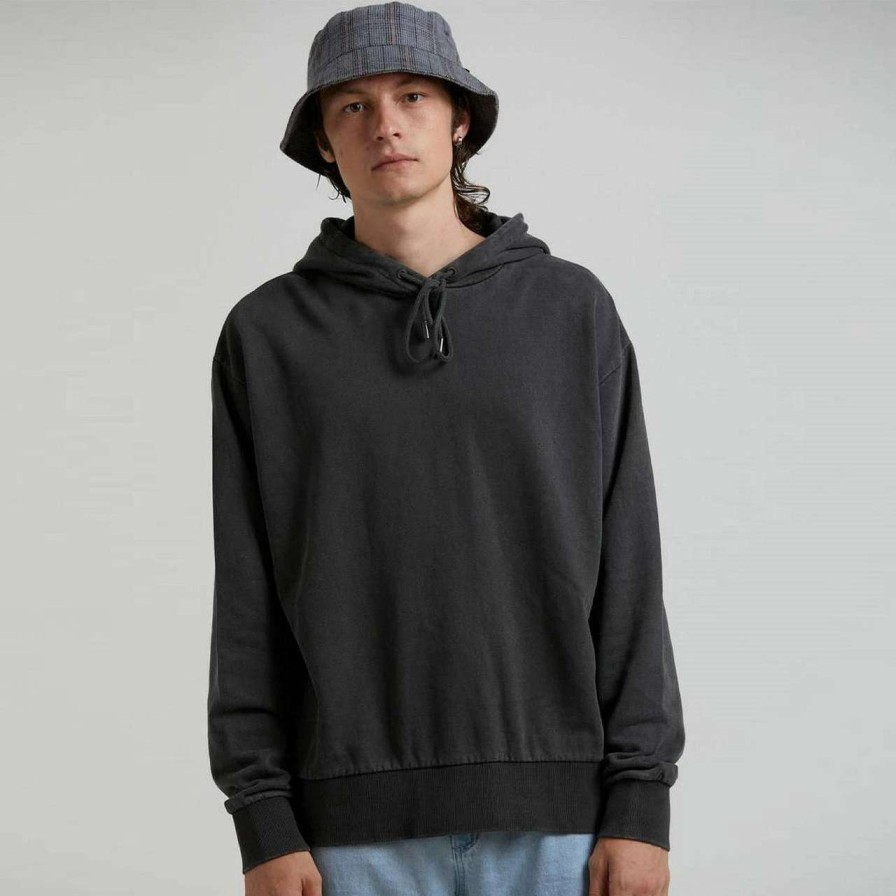 Jumpers & Hoodies * | Afends Hemp Oversized Pull On Hoodie Mens In Stone Black