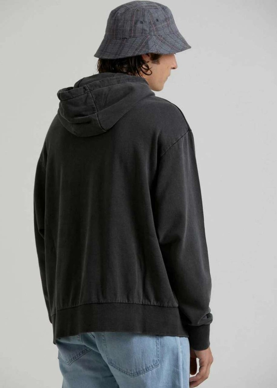 Jumpers & Hoodies * | Afends Hemp Oversized Pull On Hoodie Mens In Stone Black