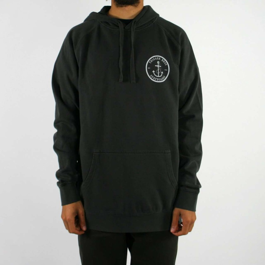 Jumpers & Hoodies * | Trigger Bros Anchor Hoodie Mens In Faded Black