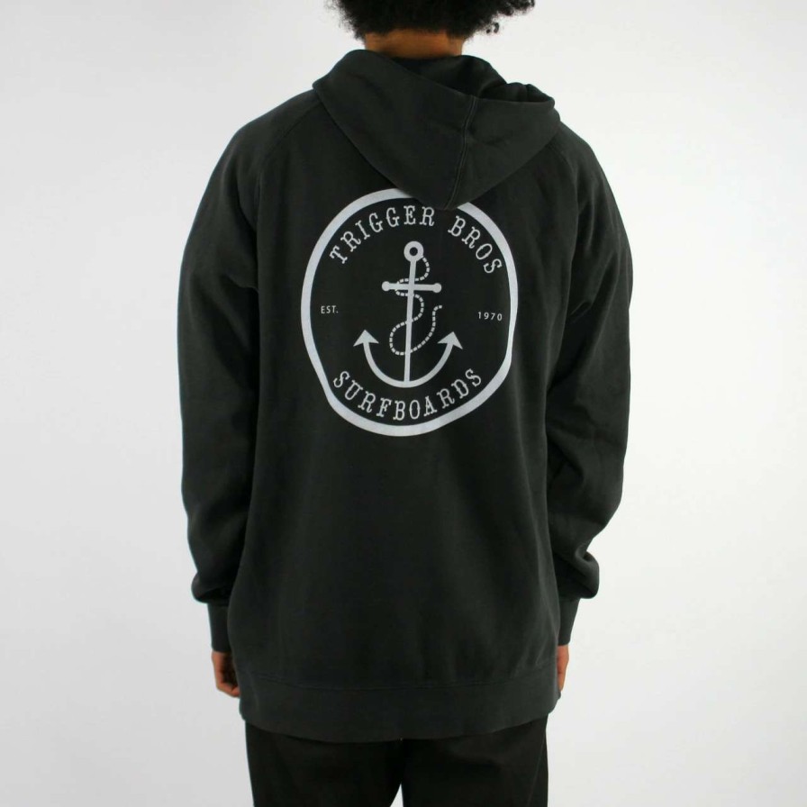 Jumpers & Hoodies * | Trigger Bros Anchor Hoodie Mens In Faded Black