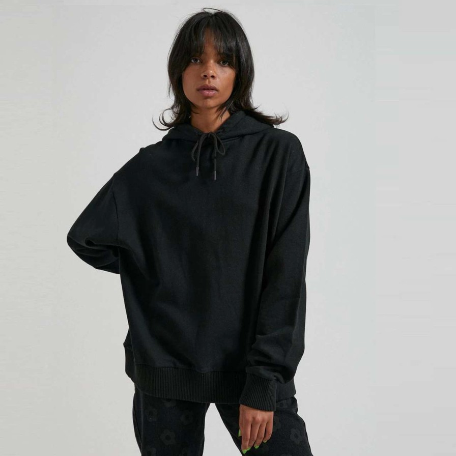 Jumpers & Hoodies * | Afends Thc Unisex Hemp Oversized Pull On Hoodie In Black