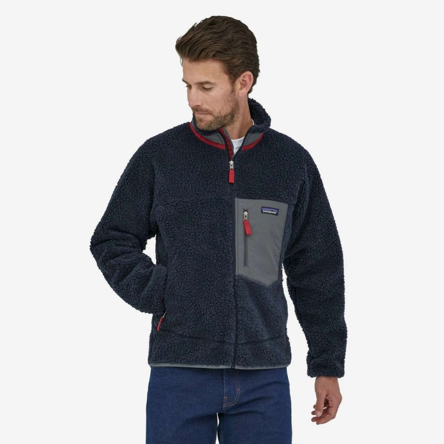 Jumpers & Hoodies * | Patagonia Classic Retro-X Jacket Mens In New Navy Wax Red Blue