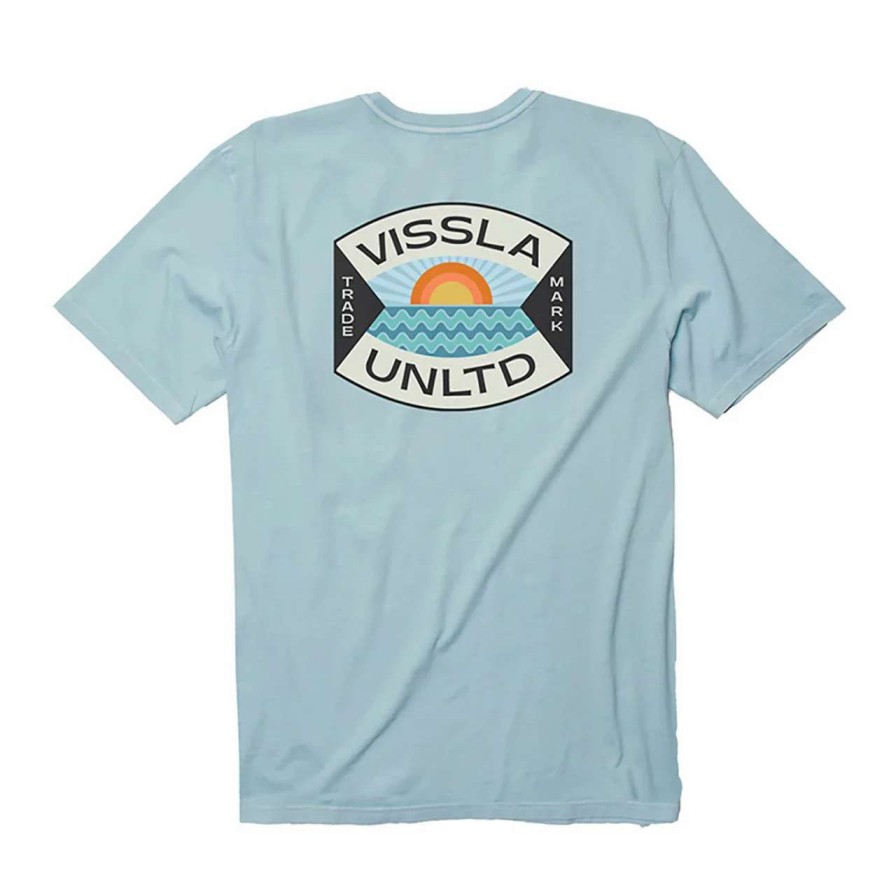 Tees * | Vissla Offshored Organic Pocket Tee Mens In Ice Blue