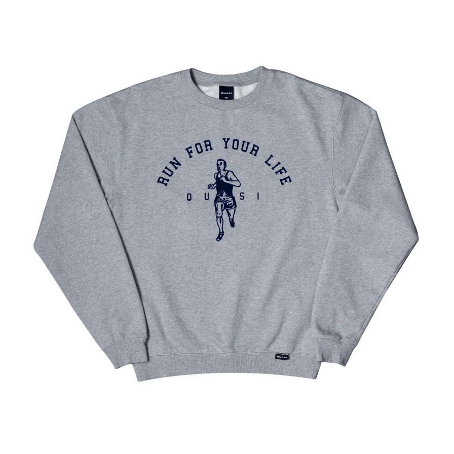 Jumpers & Hoodies * | Quasi Run Crew Mens In Heather Grey