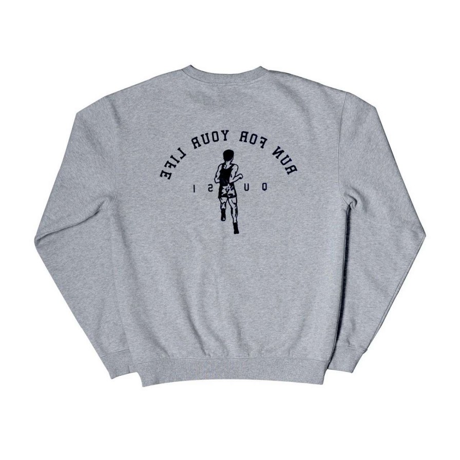 Jumpers & Hoodies * | Quasi Run Crew Mens In Heather Grey