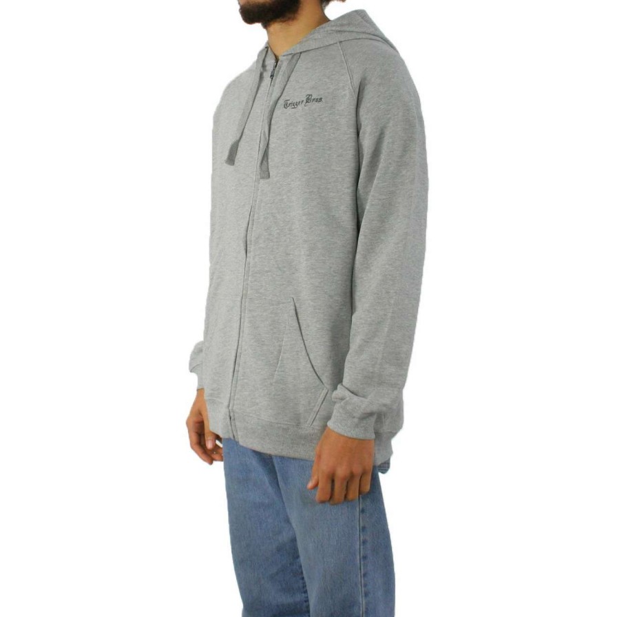 Jumpers & Hoodies * | Trigger Bros Embroidered Lw Zip Hoodie Mens In Marle Grey