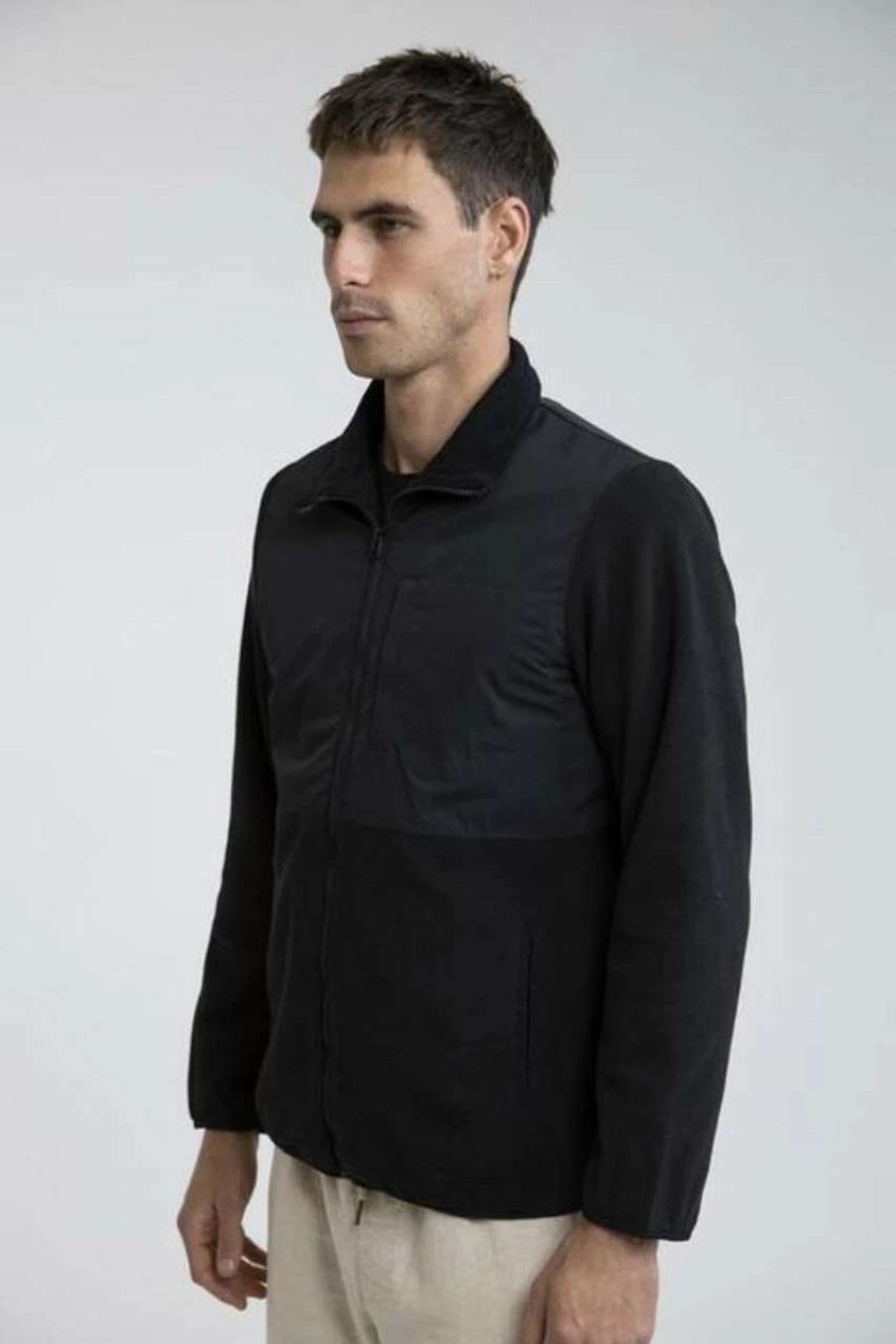 Jackets * | Rhythm Block Polar Fleece Mens In Black