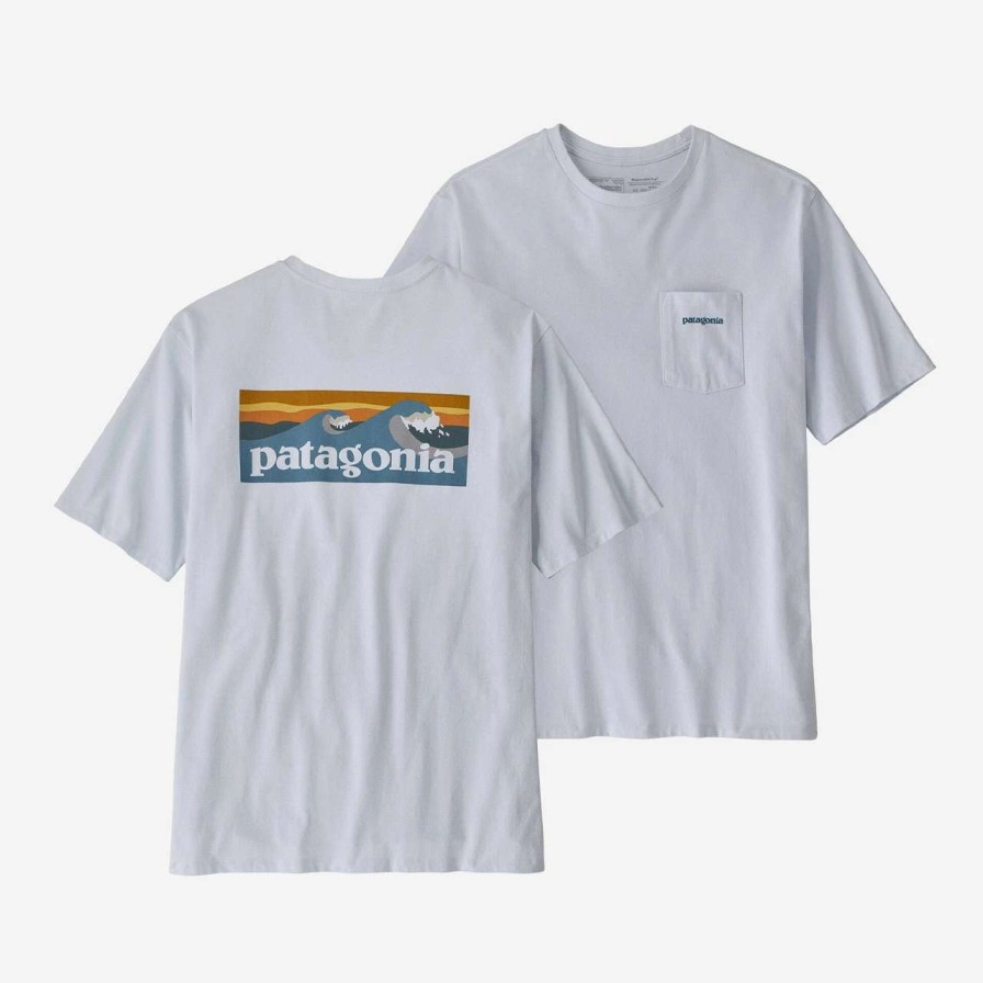 Tees * | Patagonia Boardshort Logo Pocket Responsibili-Tee Mens In White