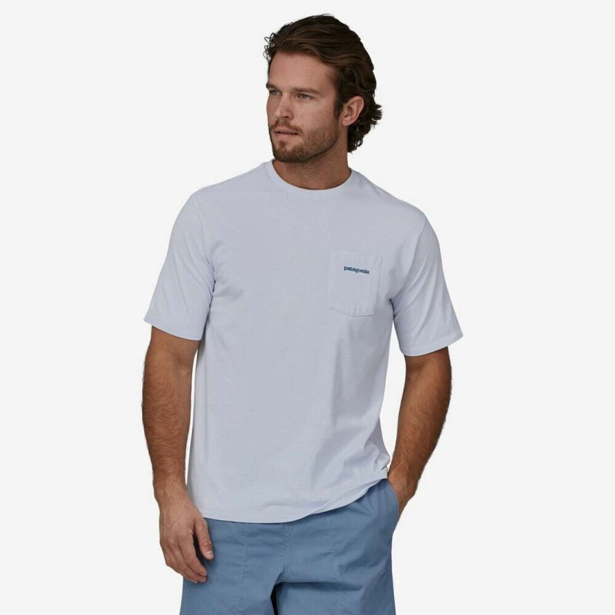 Tees * | Patagonia Boardshort Logo Pocket Responsibili-Tee Mens In White