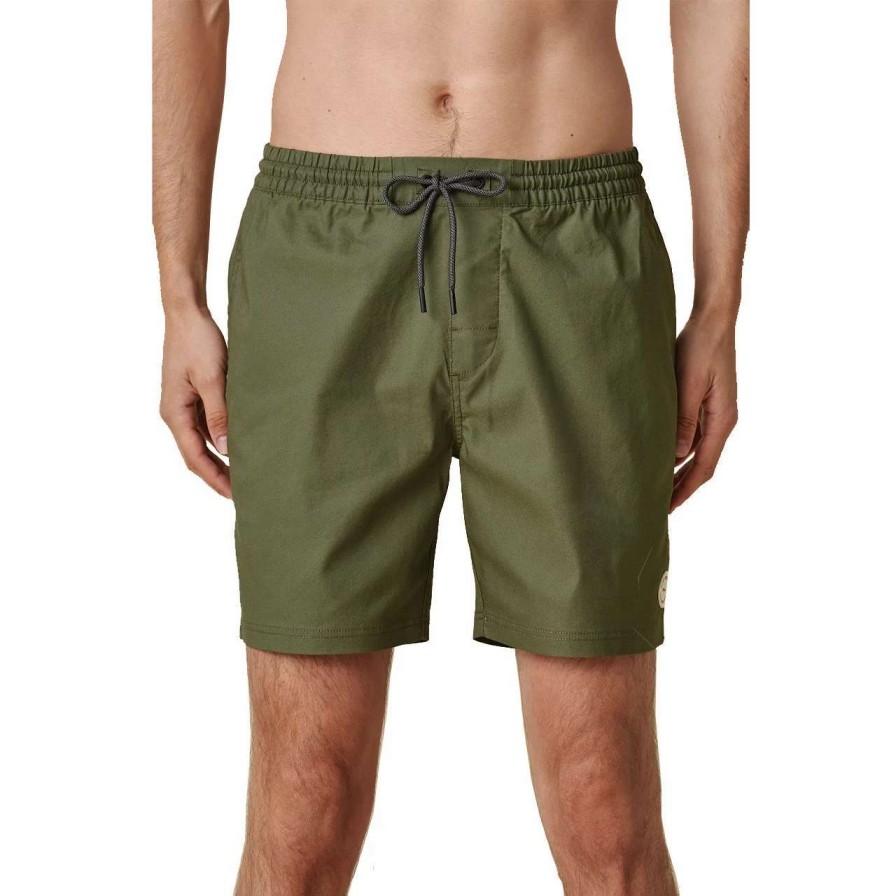 Bottoms * | Globe Clean Swell Pool Short Mens In Olive Green