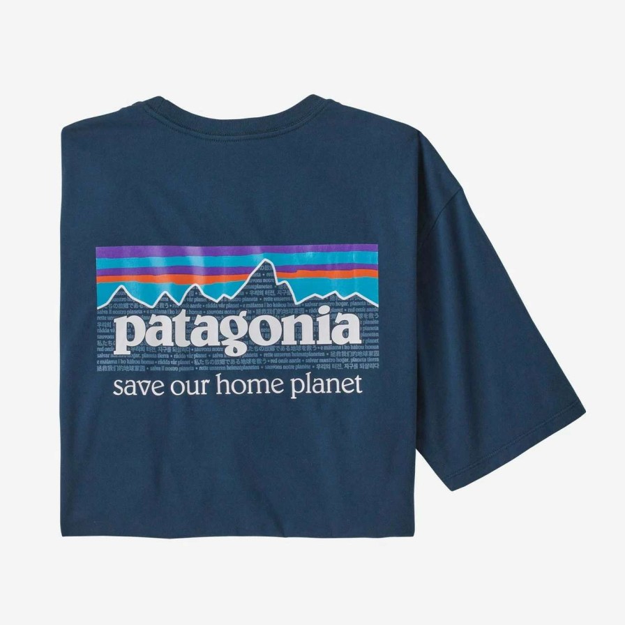 Tees * | Patagonia P6 Mission Organic Tee Mens In Tidepool Blue