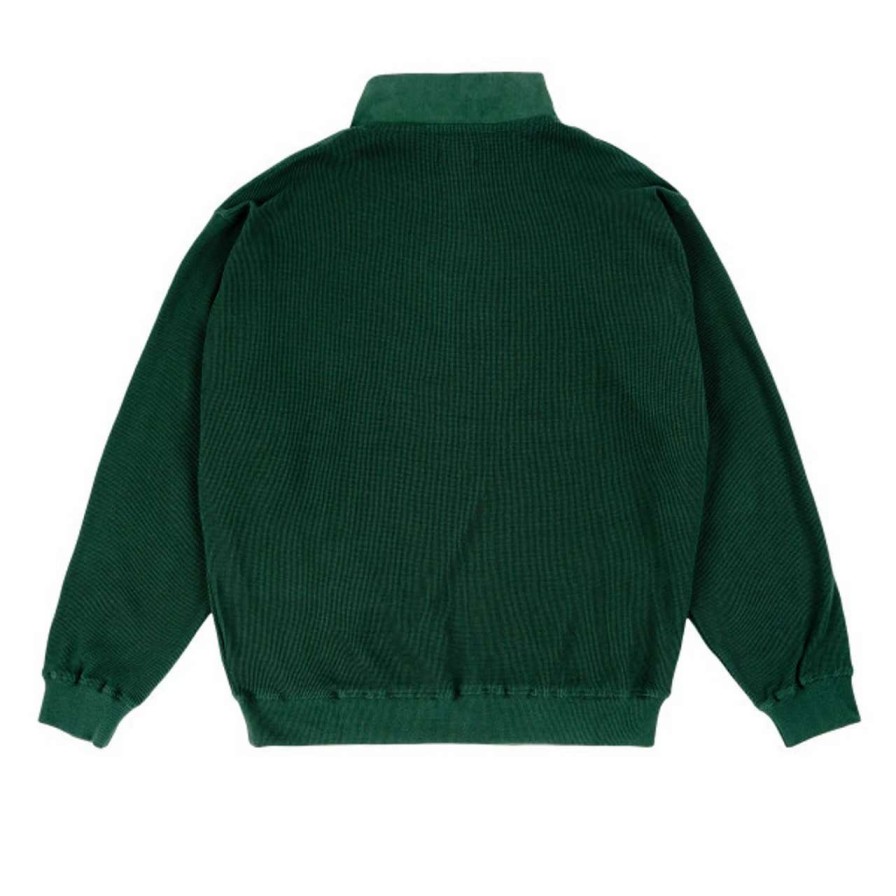 Jumpers & Hoodies * | Magenta Waffle Zip Long Sleeve Polo Mens In Green