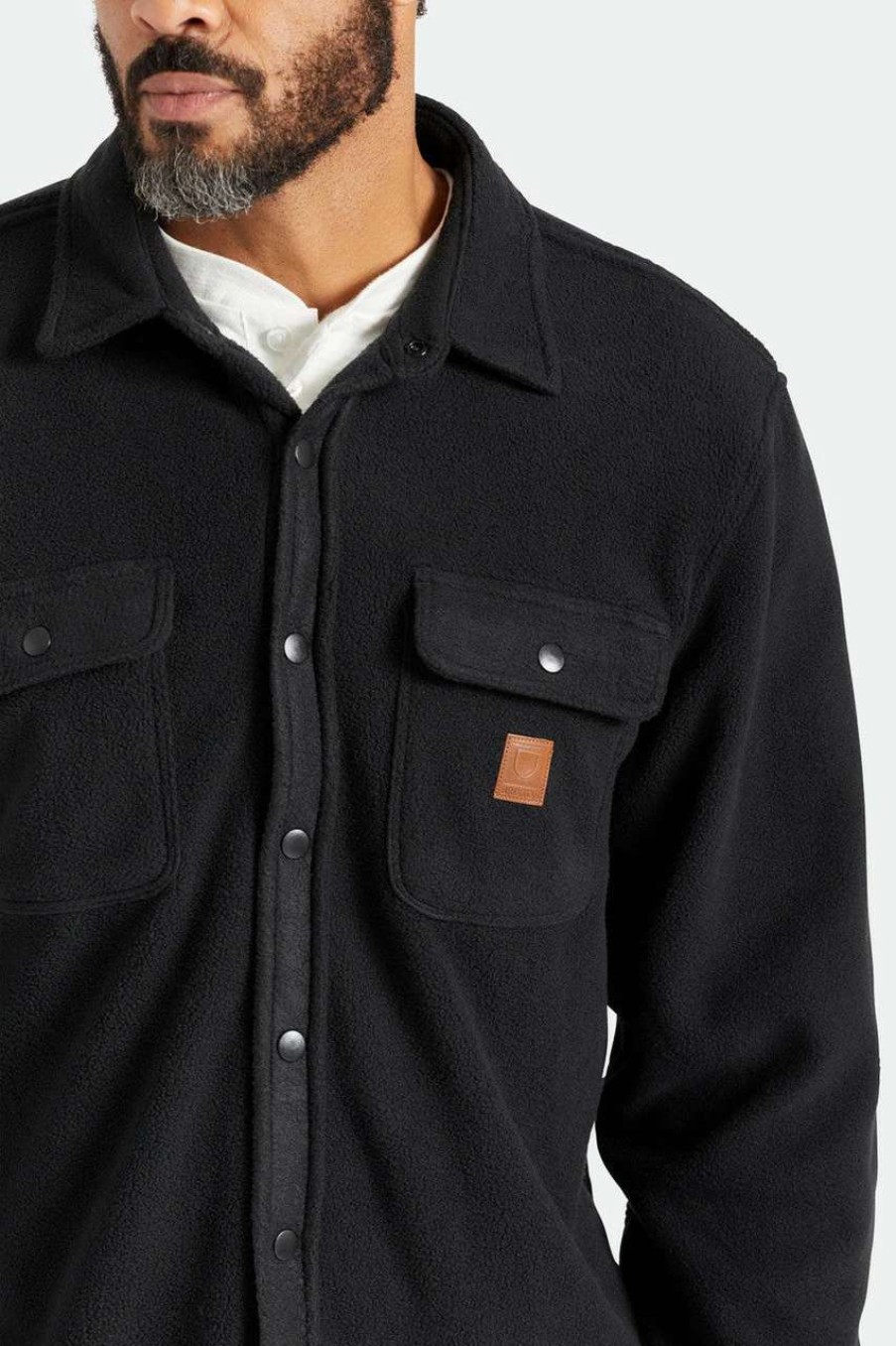 Shirts * | Brixton Bowery Arctic Stretch Fleece Shirt Mens In Black